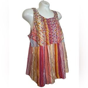 NWT Savanna Jane Colorful Embroidered Sleeveless Top